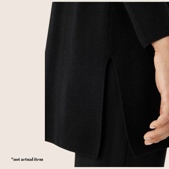 🩶 EILEEN FISHER FINE MERINO REGENERATIVE WOOL CARDIGAN DARK GRAY SMALL - Picture 8 of 11